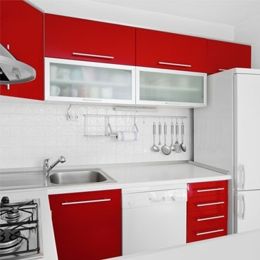 Kitchen in Red with Adhesive Foil