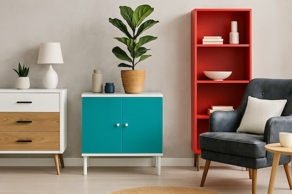 Mehrere Möbelstücke mit Möbelfolie beklebt